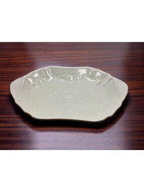 Vintage Lennox 1993 Lenox Fine Ivory China Cream and Gold Color serving Dish